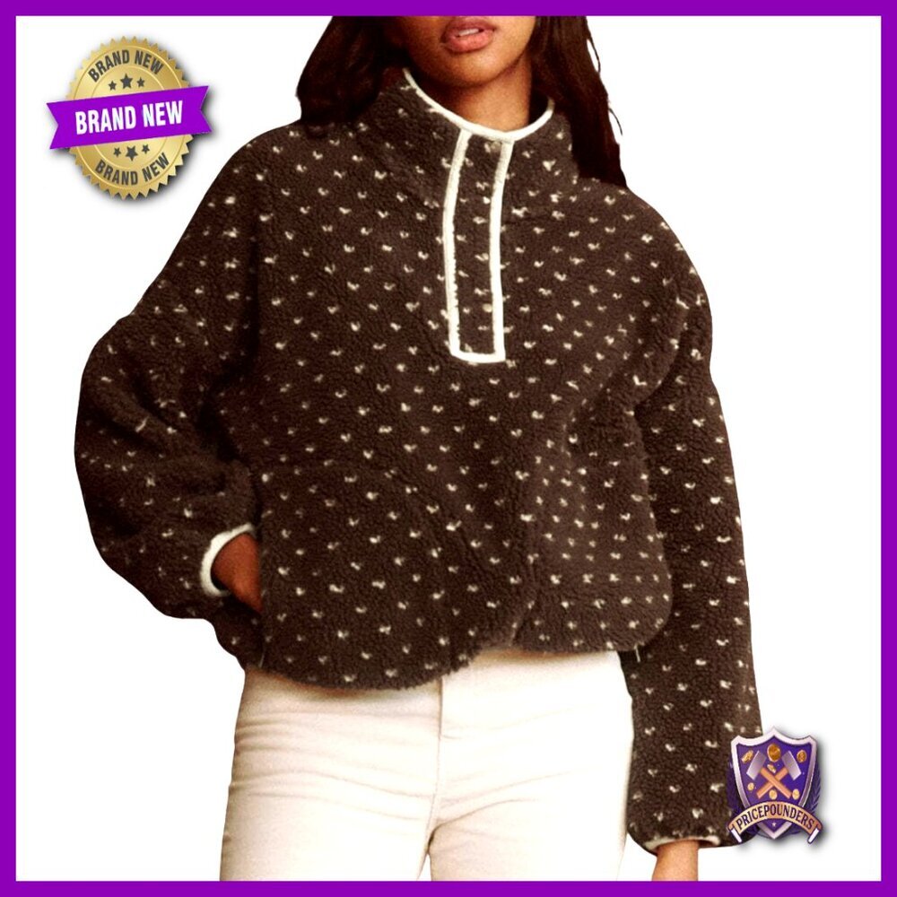 Fuzzy Fleece Sherpa Pullover Jacket Women's Winter Outerwear Loose Fit